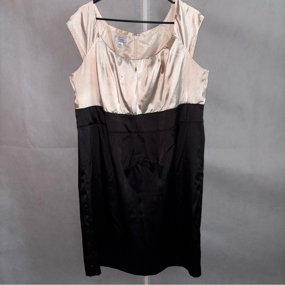 Dressbarn Cream and White Pleated Sheath Dress